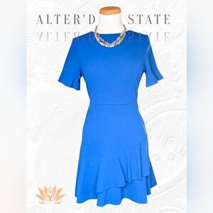 Altar'd State Blue Ruffled Hem Fit & Flare Dress –| Layered Flounce Hem| Size M